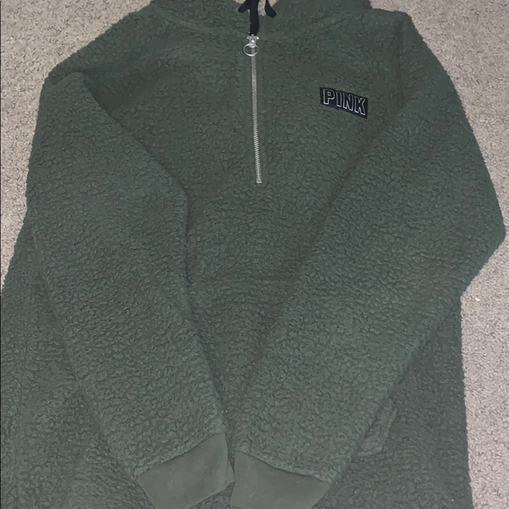 Army Green PINK Sherpa Sweatshirt